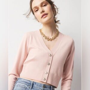 White House Black Market Cropped Pink Cardigan